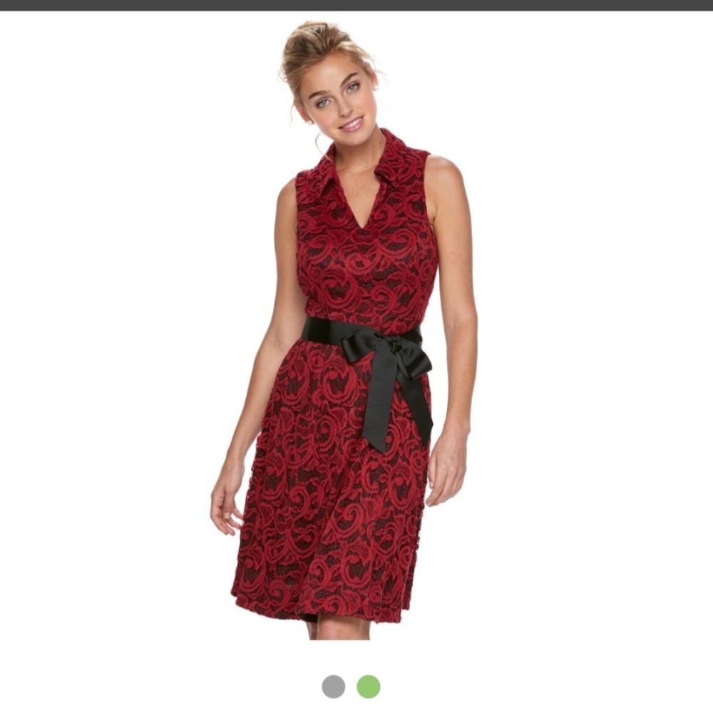 bethany lace print fit and flared dress